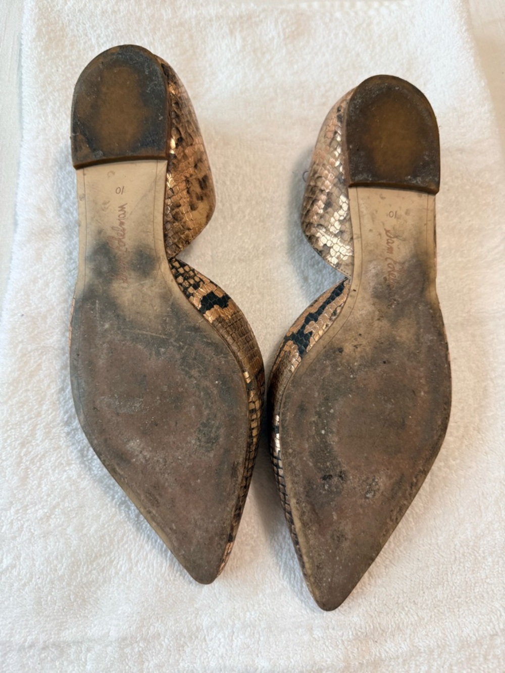 Sam Edelman Metallic Bronze Snake-Print Pointed D'Orsay Flats - Picture 4 of 4